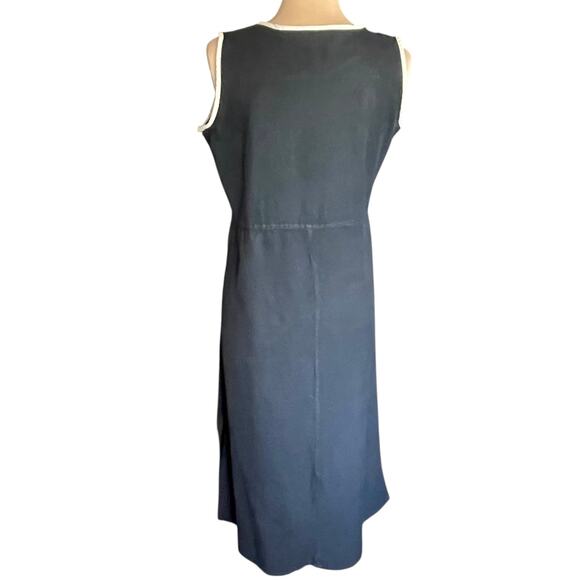 New Directions Black Linen Blend Sleeveless Midi Dress Embroidered Design MEDIUM - Picture 5 of 8
